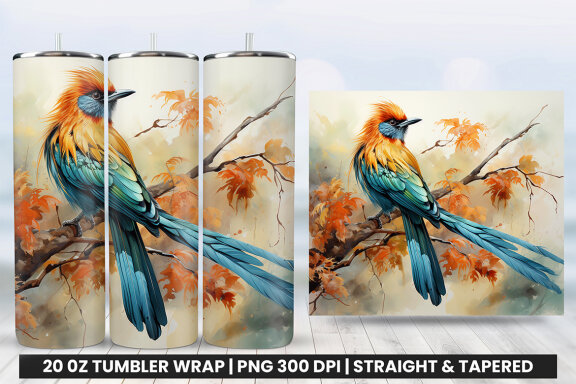 Watercolor Wilson's Bird Tumbler Wrap Sublimation PNG Design