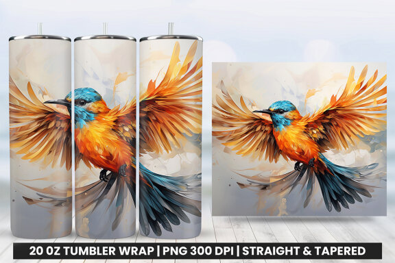 Watercolor Wilson's Bird Tumbler Wrap Sublimation PNG Design