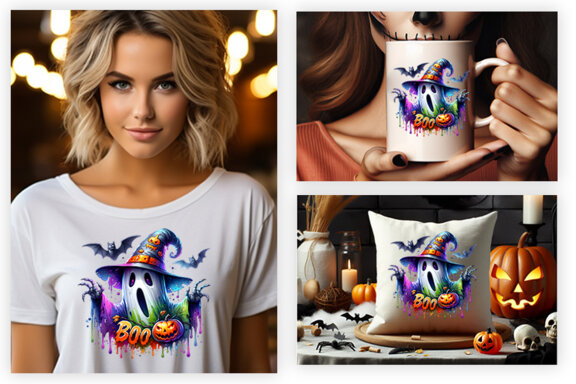 Watercolor Halloween Spooky Ghost clipart png