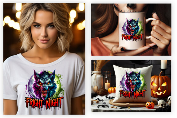 Watercolor Halloween Aggressive Wolf clipart PNG