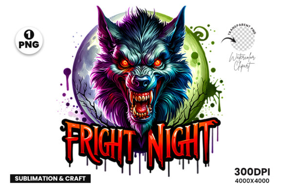 Watercolor Halloween Aggressive Wolf clipart PNG