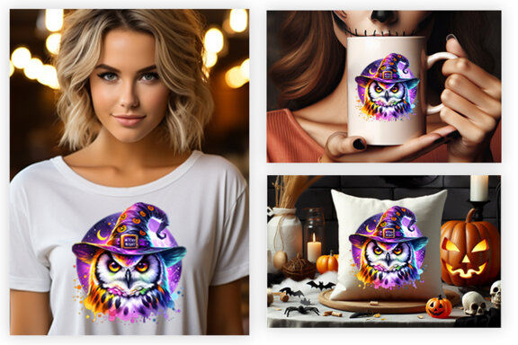 Watercolor Halloween Owl clipart png