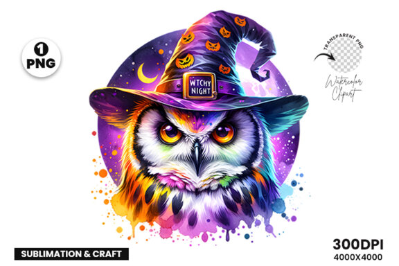 Watercolor Halloween Owl clipart png