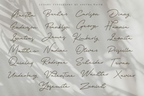 Anetha Faith Signature Font Duo Serif