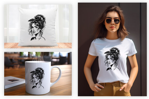 Beauty Woman In Messy Bun Svg, Woman Sublimation t-shirt Svg Design