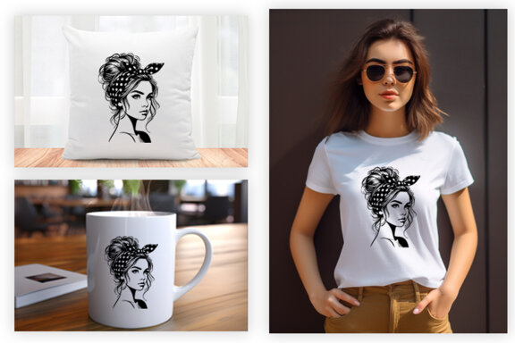 Beauty Woman In Messy Bun Svg, Woman Sublimation t-shirt Svg Design