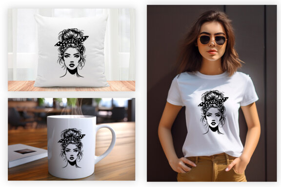 Beauty Woman In Messy Bun Svg, Woman Sublimation t-shirt Svg Design