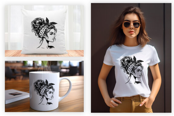 Beauty Woman In Messy Bun Svg, Woman Sublimation t-shirt Svg Design