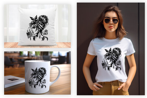 4th July American Day SVG Clipart, Woman Sublimation t-shirt Design