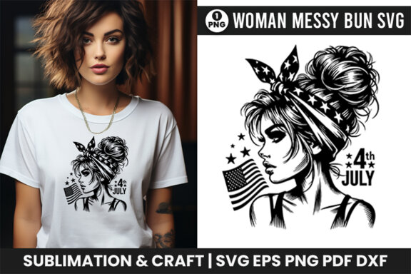 4th July American Day SVG Clipart, Woman Sublimation t-shirt Design