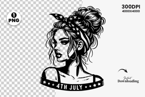 4th July American Day SVG Clipart, Woman Sublimation t-shirt Design