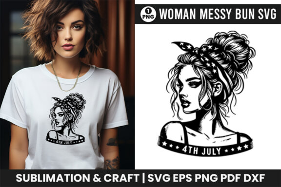 4th July American Day SVG Clipart, Woman Sublimation t-shirt Design