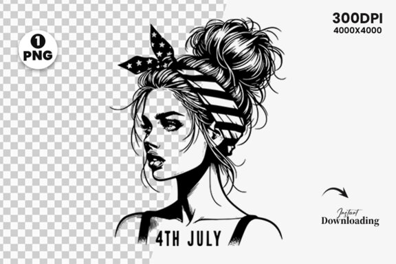 4th July American Day SVG Clipart, Woman Sublimation t-shirt Design
