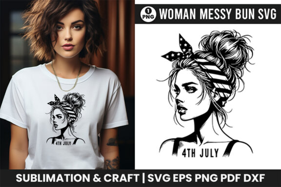 4th July American Day SVG Clipart, Woman Sublimation t-shirt Design
