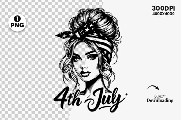 4th July American Day SVG Clipart, Woman Sublimation t-shirt Design