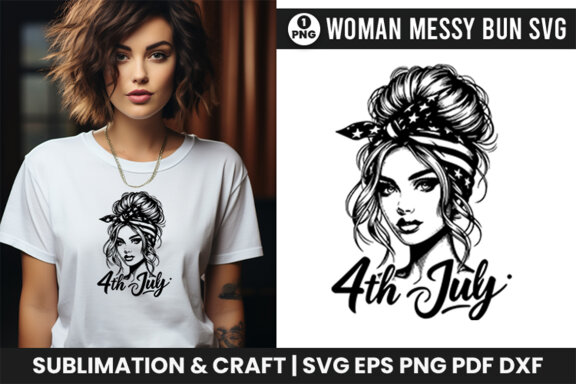 4th July American Day SVG Clipart, Woman Sublimation t-shirt Design