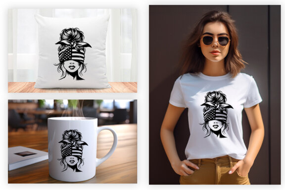 4th July American Day SVG Clipart, Woman Sublimation t-shirt Design