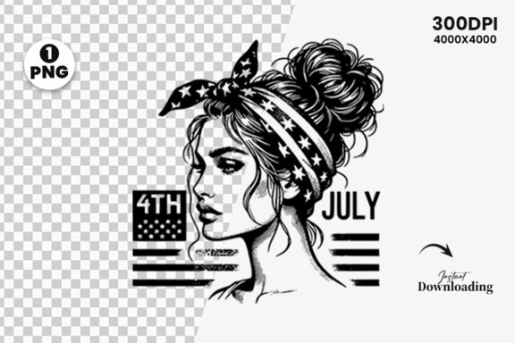4th July American Day SVG Clipart, Woman Sublimation t-shirt Design