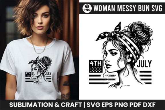 4th July American Day SVG Clipart, Woman Sublimation t-shirt Design