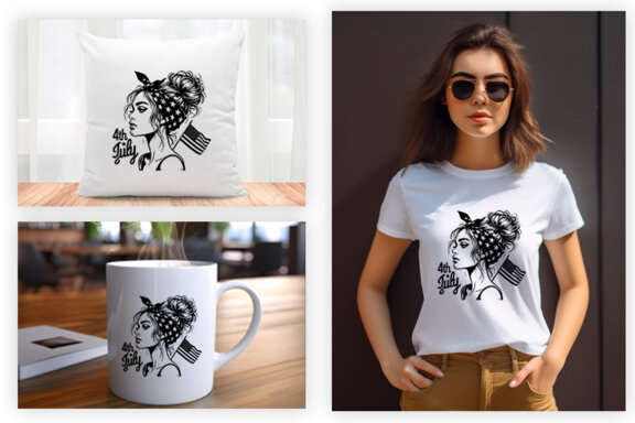 4th July American Day SVG Clipart, Woman Sublimation t-shirt Design