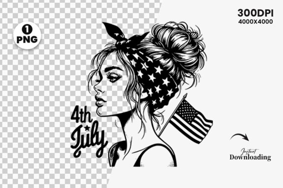 4th July American Day SVG Clipart, Woman Sublimation t-shirt Design
