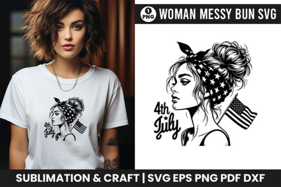 4th July American Day SVG Clipart, Woman Sublimation t-shirt Design