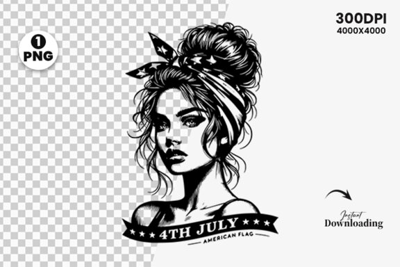 4th July American Day SVG Clipart, Woman Sublimation t-shirt Design