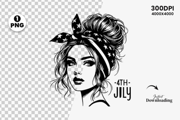 4th July American Day SVG Clipart, Woman Sublimation t-shirt Design