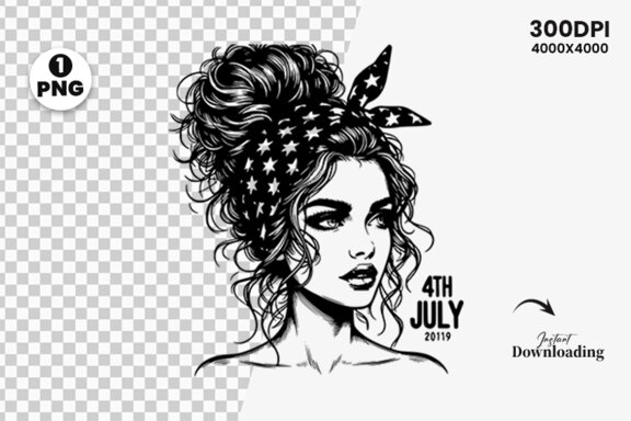 4th July American Day SVG Clipart, Woman Sublimation t-shirt Design