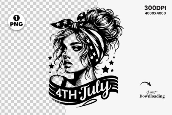 4th July American Day SVG Clipart, Woman Sublimation t-shirt Design