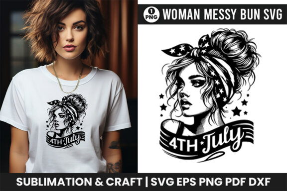 4th July American Day SVG Clipart, Woman Sublimation t-shirt Design