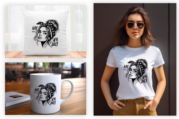 4th July American Day SVG Clipart, Woman Sublimation t-shirt Design