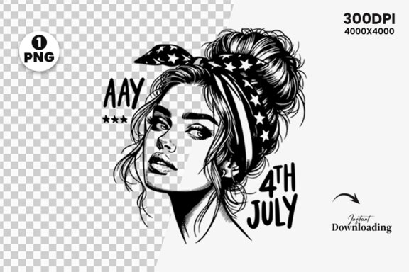 4th July American Day SVG Clipart, Woman Sublimation t-shirt Design