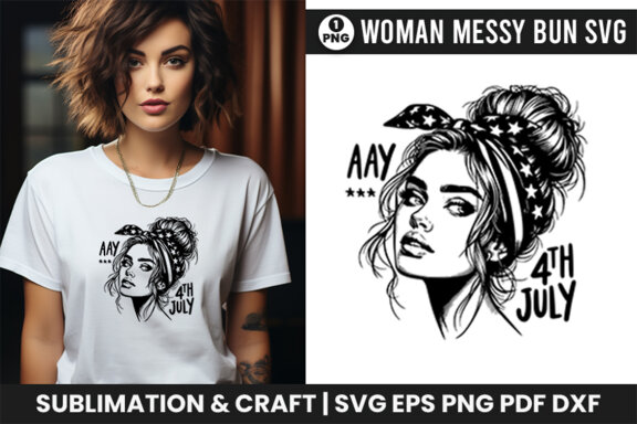 4th July American Day SVG Clipart, Woman Sublimation t-shirt Design