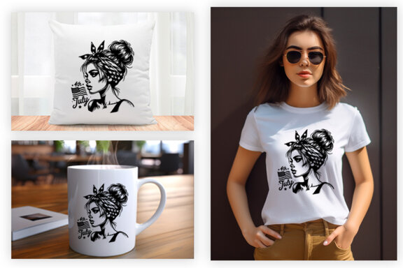 4th July American Day SVG Clipart, Woman Sublimation t-shirt Design