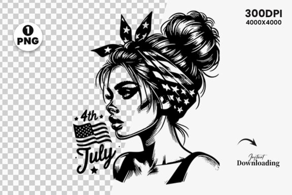 4th July American Day SVG Clipart, Woman Sublimation t-shirt Design