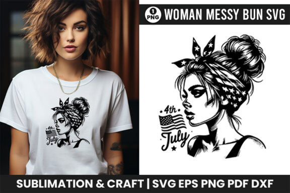 4th July American Day SVG Clipart, Woman Sublimation t-shirt Design