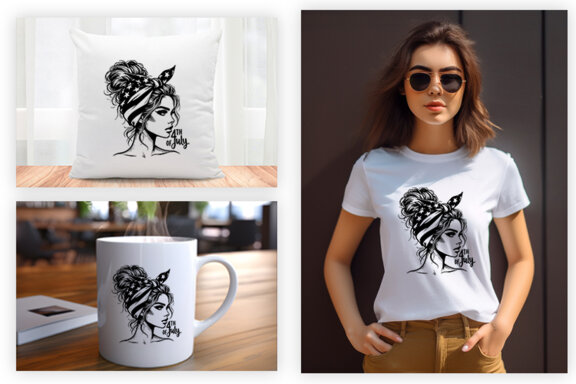 4th July American Day SVG Clipart, Woman Sublimation t-shirt Design