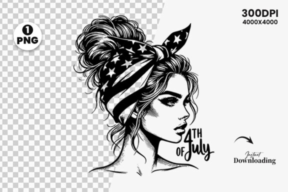4th July American Day SVG Clipart, Woman Sublimation t-shirt Design
