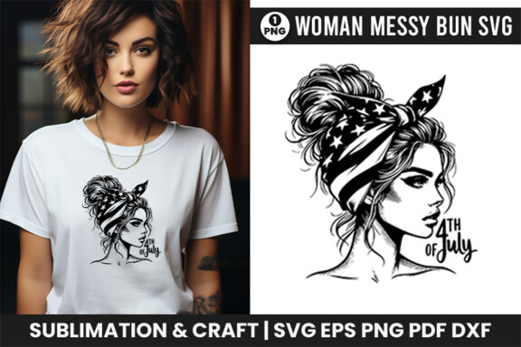 4th July American Day SVG Clipart, Woman Sublimation t-shirt Design