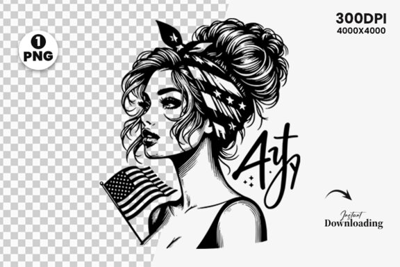4th July American Day SVG Clipart, Woman Sublimation t-shirt Design