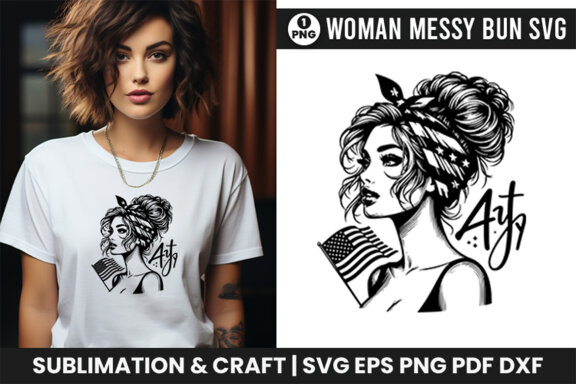 4th July American Day SVG Clipart, Woman Sublimation t-shirt Design