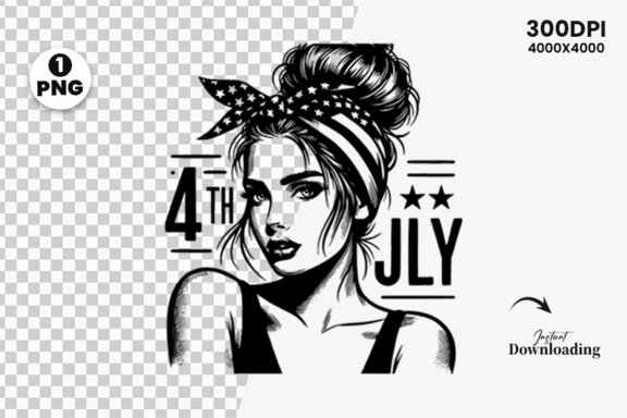 4th July American Day SVG Clipart, Woman Sublimation t-shirt Design