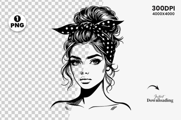 Beauty Woman In Messy Bun Svg, Woman Sublimation t-shirt Svg