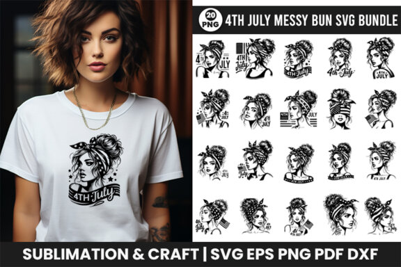 4th July American Day SVG Bundle, Woman Sublimation t-shirt