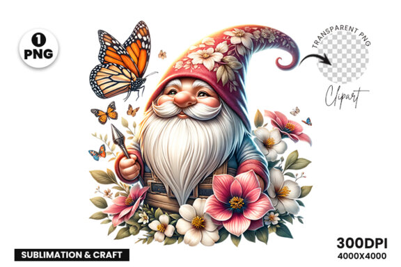 Spring Gnome Sublimation Clipart PNG, Spring Sublimation PNG