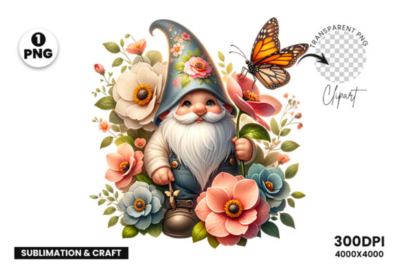 Spring Gnome Sublimation Clipart PNG, Spring Sublimation PNG