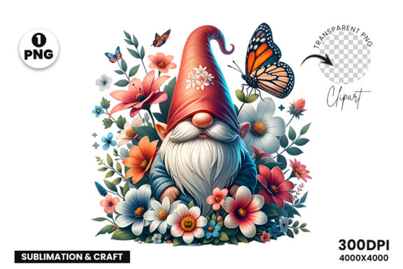 Spring Gnome Sublimation Clipart PNG, Spring Sublimation PNG