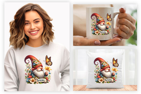 Spring Gnome Sublimation Clipart PNG, Spring Sublimation PNG