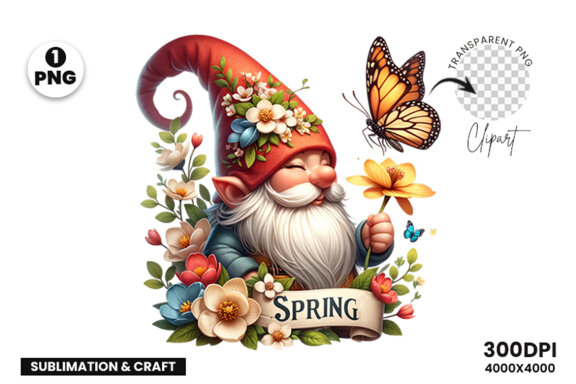 Spring Gnome Sublimation Clipart PNG, Spring Sublimation PNG